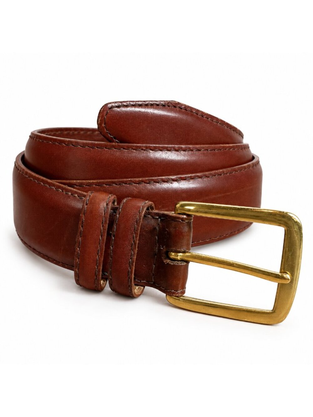 Allen Edmonds Calfskin Leather Belt Mens 38 Brown Solid Brass Buckle Made USA